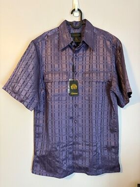 Vitaliano Vintage Deadstock Purple Satin Button Up Shirt size M (32)